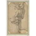 thumbnail image 2 of Abraham Bloemaert 11x14 Black Ornate Wood Framed Double Matted Museum Art Print Titled: Standing&nbsp;Soldier (1990), 2 of 5