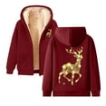 thumbnail image 2 of Christmas Heavyweight Zip Up Hoodies for Women 2025 Long Sleeve Reindeer Graphic Hooded Sweatshirt with Pockets Jacket Coat, 2 of 4