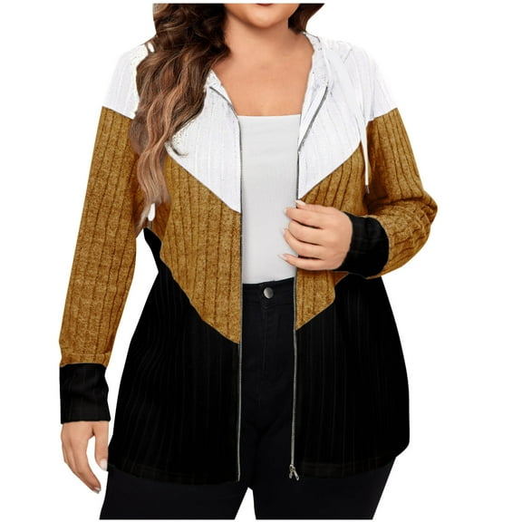 Wyobmus Zip Up Jacket for Women Oversized Cardigan Striped Loose Knit Ribben Sweater Long Sleeved Jacket Khaki