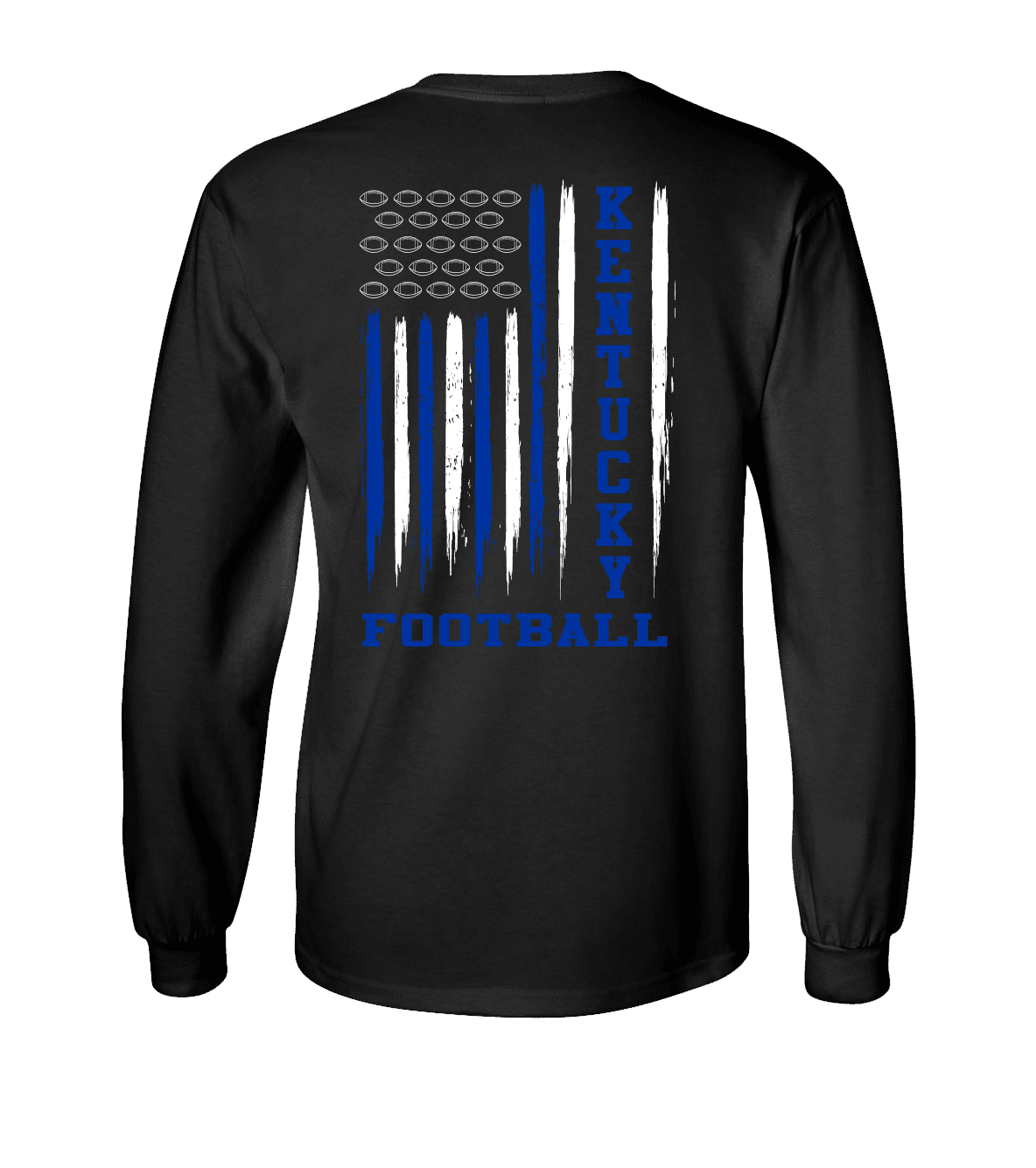 Kentucky Team Colors Football American Flag Unisex Long Sleeve T-shirt Graphic - Bild 1 von 7