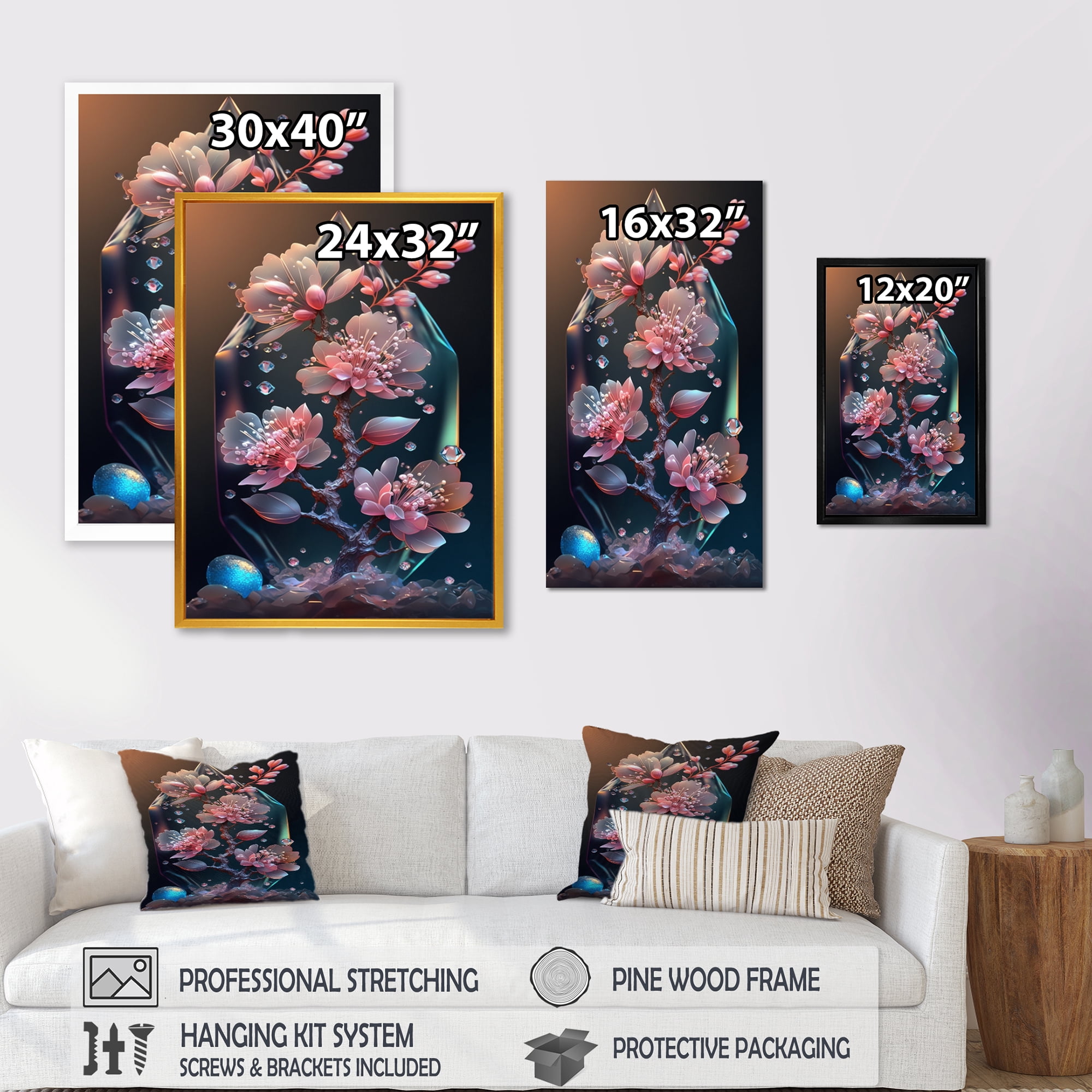 Designart Cherry Blossums Tree III Canvas Wall Art