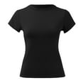 thumbnail image 3 of LINGLANG Womens Basic Short Sleeve Crew Neck T Shirt Slim Fit Tees Summer 2026 Y2k Going Out Fitted Top Cute Tight Shirts, 3 of 4