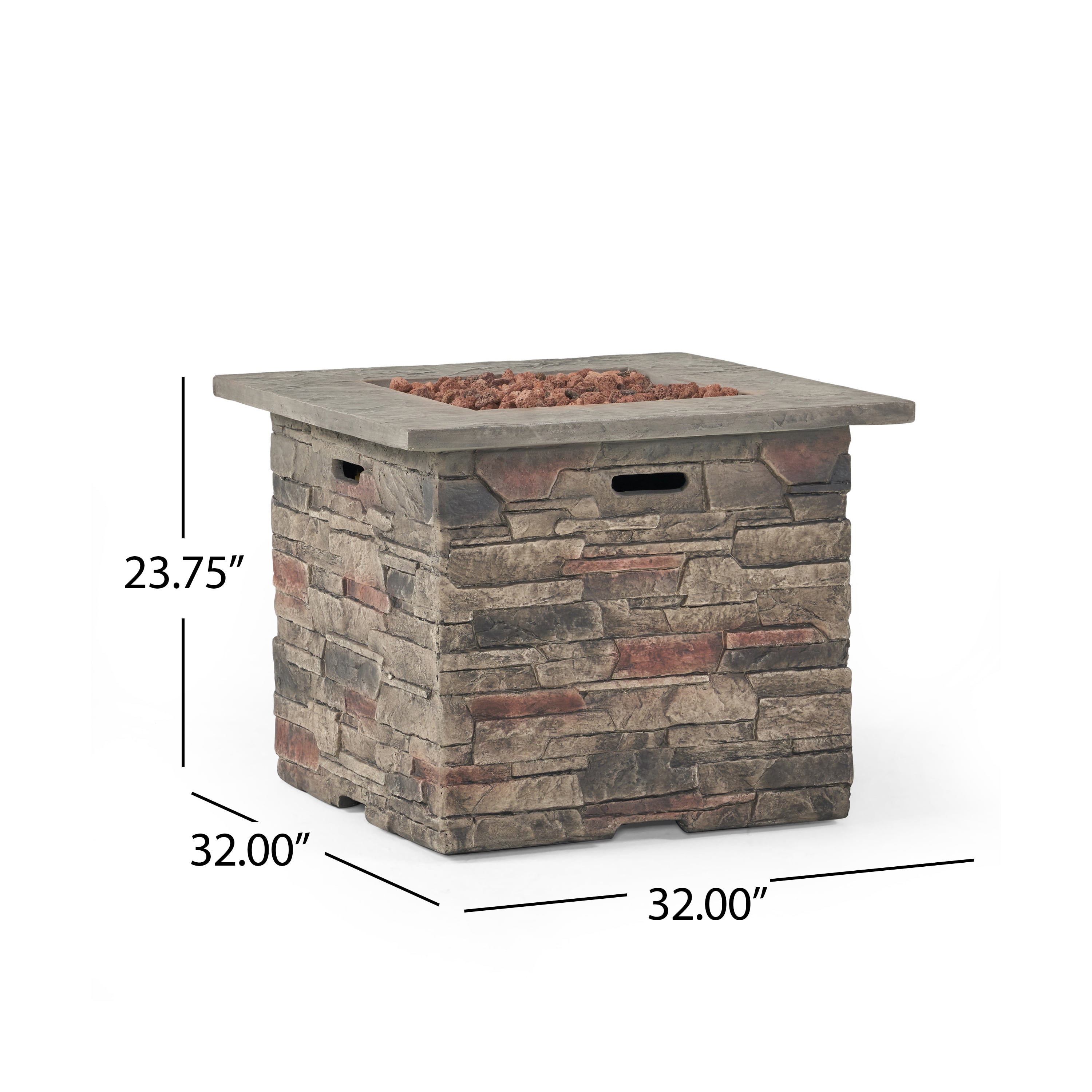 GDF Studio Broadway Outdoor 40,000 BTU Lightweight Concrete Fire Pit, Natural Stone and Gray