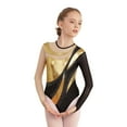 thumbnail image 3 of Aiihoo Kids Girls Shiny Rhinestones Gymnastics Leotard Long Sleeve Ballet Dance Bodysuit Skating Jumpsuit Dancewear Gold 8, 3 of 7