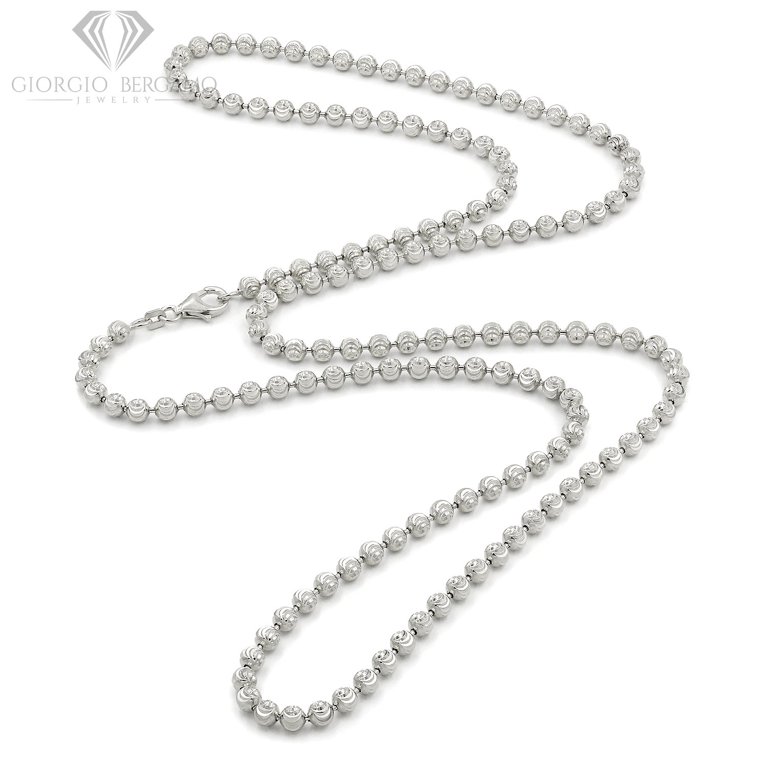 Solid 925 Sterling Silver Italian Ball Chain Bead Necklace, Men's