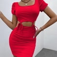 thumbnail image 4 of Cut Out Waist Dress, Hip Wrap Women Short Dress Breathable For Daily Wear ANGGREK Otros, 4 of 7
