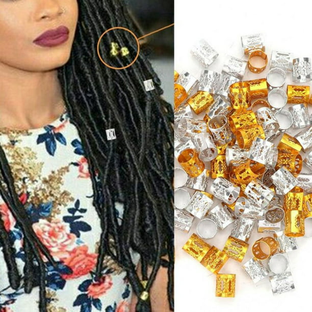 Meidiya 100 PCS Beads Metal Hair Braid Cuff Clips for Women Braids Gold Hair  Accessories Silver Hair Rings Adjustable Cuffs Braiding Hair Decoration  Clips 