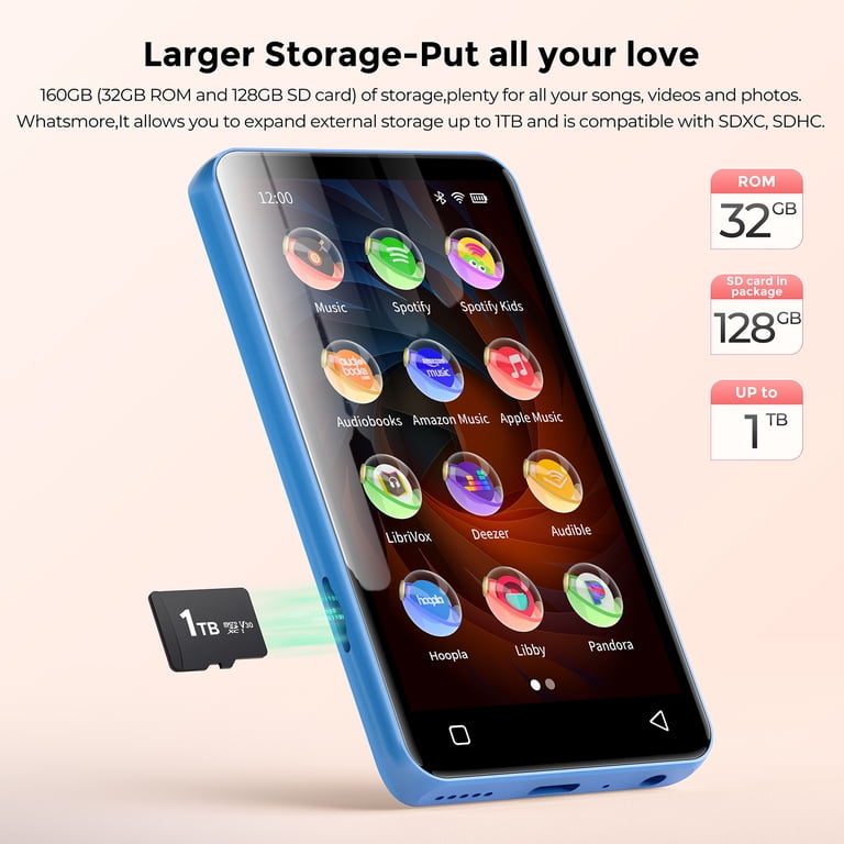 160GB MP3 Player with Bluetooth, S4 WiFi Music Player with Spotify