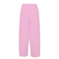thumbnail image 3 of Yubnlvae Bamboo Linen Elastic Waist Pants - Women's Summer Loose Fit Breathable Trousers, Casual Wide Leg Comfortable Cropped Pants (Pink | M), 3 of 9