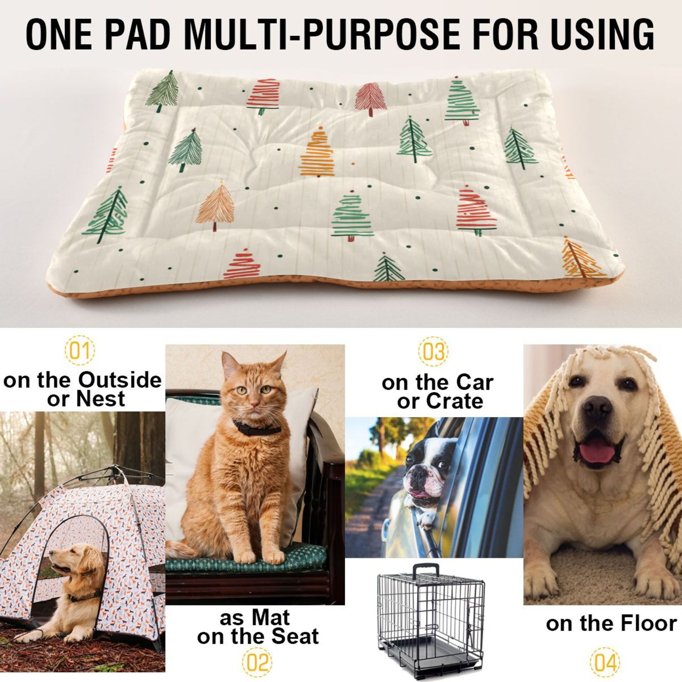 Cozy Mat Pet Bed Indoor Outdoor Warm Soft For Cat Dog Puppy(S/M) Stripes