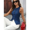 thumbnail image 5 of Denim Vest for Women Sleeveless Strechy Jean Vest Top Button Down Crewneck Casual Summer Western Waistcoat XL, 5 of 8