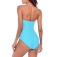 thumbnail image 3 of RELLECIGA Women's Tummy Control Swimwear Strapless One Piece Swimsuit Ruched Padded Bathing Suits, 3 of 7