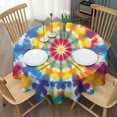 thumbnail image 3 of Colorful Rainbow Tie Dye Spiral Pattern Round Tablecloth 60"x60",Wrinkle Wipeable Table Cloth for Kitchen Dining Room Picnic Patio Party, 3 of 6