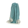 thumbnail image 4 of Nassau Collection Beige and Blue Transitional Handloom Herringbone Throw Blanket 52" x 67", 4 of 5