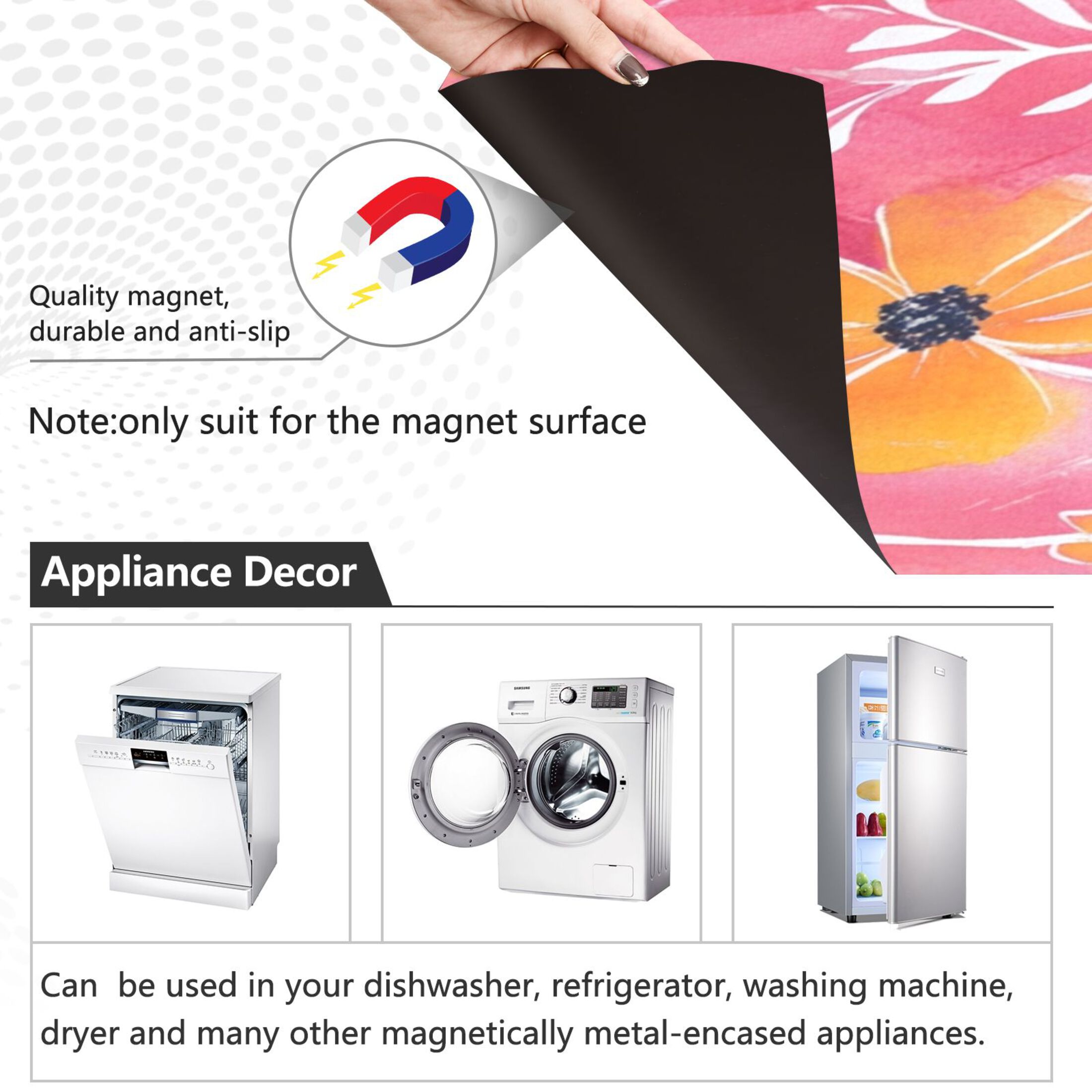 Dishwasher Magnetic Sticker 23x26 Inch Refrigerator Magnetic Sticker Washing Machine Magnetic Sticker Kitchen Panel Magnetic Sticker Home Decor Beautiful Cartoon Yellow Flowers
