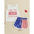 thumbnail image 2 of Nygoyerh Toddler Baby Boys 4th of July Outfits Sleeveless Letter Print Tank Tops with Stars Stripe Print Shorts 2Pcs Infant Summer Casual Short Pants Sets 0-3 Years, 2 of 9