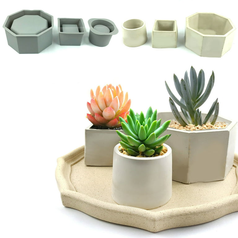 Epoxy Molds for Concrete Flower Pots,Square and Round, Cement Molds for  Concrete with Plastic Frame, Durable Planter Mold Easy to Demold 