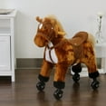 Kinbor Kids Ride on Rocking Plush Toy Walking Horse w/ Sound and Wheels