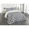 thumbnail image 3 of Ambesonne Geometric Quilted Bedspread Set 3 Pcs, Japanese Mandala, Queen Size, Dark Blue Cream, 3 of 5