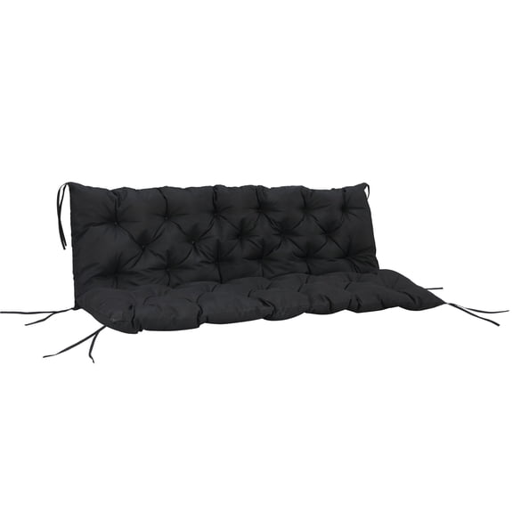 Black Bench Swing Cushions - 3-Seater Outdoor Seat&Backrest Pad Set