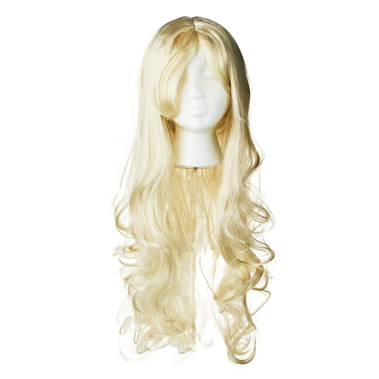 Premium Natural Long Wavy Platinum Blonde Wig, Halloween Accessory For Female Adults, by Wonderland Costume