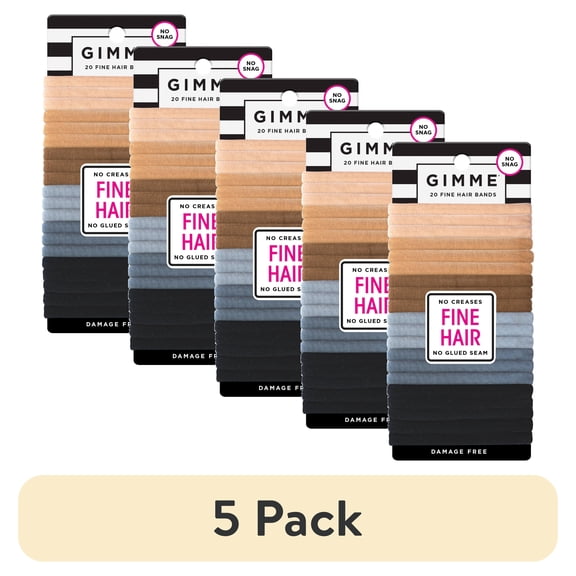(5 pack) Gimme Ponytail Holder Hair Tie for Fine Hair, Neutral Colors, 20 Ct