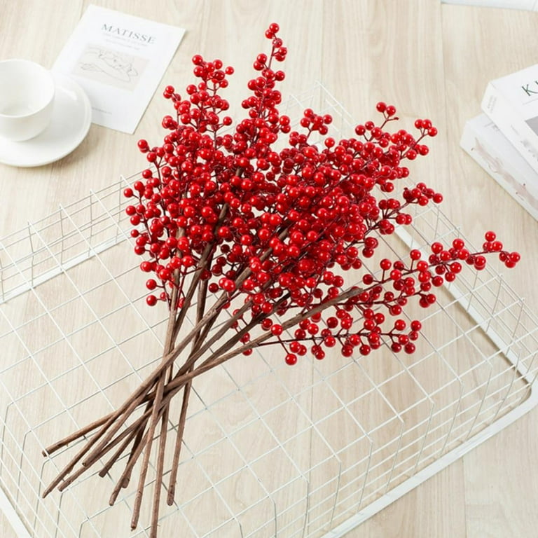 Artificial Red Berry Stems Christmas Berries for Festival Holiday