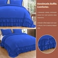 thumbnail image 5 of 3 Piece Luxury 5 Inch Two Layer Ruffle Comforter 550 GSM All Season (King/Cal King Size) Premium Super Soft - 800 TC, 100% Egyptian Cotton- Solid Royal Blue Colour, 5 of 7