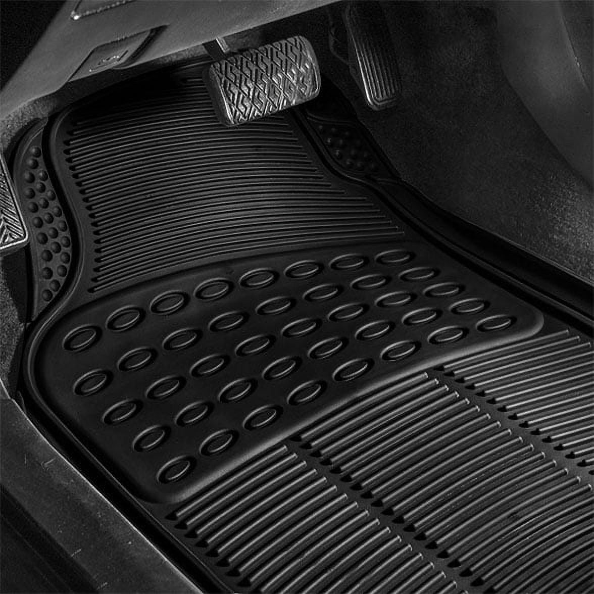 FH Group Climaproof Vinyl Black Car Floor Mats, Universal Fit 3pc Full Set with Air Freshener