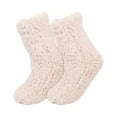thumbnail image 3 of Women's Solid Thick Coral Fleece Socks Half-pile Home Floor Socks Warm Thermal Non-slip Slipper Socks Ultra Soft Coral Fleece Socks with Plush Half-Pile Texture Pink, 3 of 4