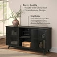 thumbnail image 3 of Plank+Beam Mid Century Modern Solid Wood Sideboard with 2 Doors and 6 Shelves, 59" TV Stand for Living Room, Black, 3 of 13
