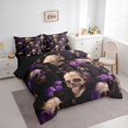 thumbnail image 3 of Feelyou Dreamy Purple Flower Bedding Comforter Set 7pcs, Bohemian Skeleton King Bedding Sets, Couple Valentine's Day Reversible Bed Sheets, Ultra Soft Bedroom Decor, 3 of 8