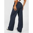 thumbnail image 6 of Michellecmm  Women's Straight Wide Leg Pants Elastic Waist Striped Print Pants, 6 of 8