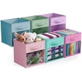 thumbnail image 6 of Sorbus Foldable Storage Bins – Set of 6 Fabric Cubes with Clear Window & Handles for Shelves and Closets (Pastel Color Mix), 6 of 6