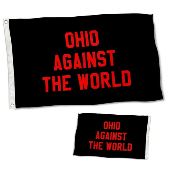 Double Sided Ohio Against The World Flag Banner 3x5Feet Garden house Flag banner Wall Decor Black Flag Banner 3 Ply with Brass Grommets 3x5 Feet