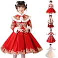 thumbnail image 5 of Ruyang Embroidery Tang Suit Kids Fairy Princess Dresses for 2025 Chinese Lunar New Year Girl Quilted Lined Warm Dress, 5 of 5