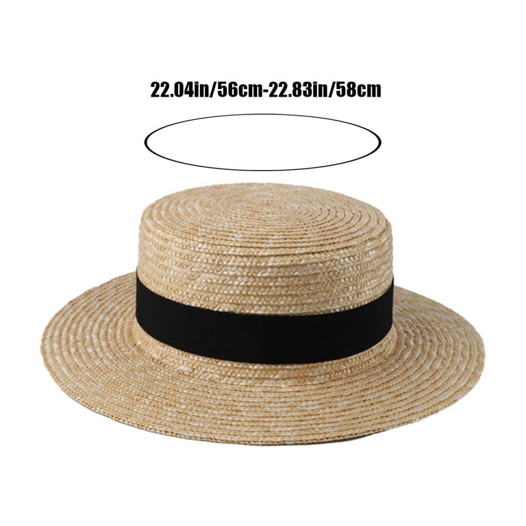 Japceit Straw Boater Hat for Women and Men, Foldable Flat  display picture 2