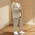 thumbnail image 4 of Gamivast 2 Pc Boys and Girls Set for Wedding Kids formal Tuxedos Birthday Parties Fashion Blazer Long Pants Set Tuxedo for Jacket Pants Set Khaki or Recent i have Placed, 4 of 8