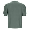 thumbnail image 5 of New summer arrivals Olyvenn Womens Summer Business Casual Blouses Eyelet V Neck Puff Short Sleeve Shirts Hollow Out Cute Lace Tops Green L, 5 of 6
