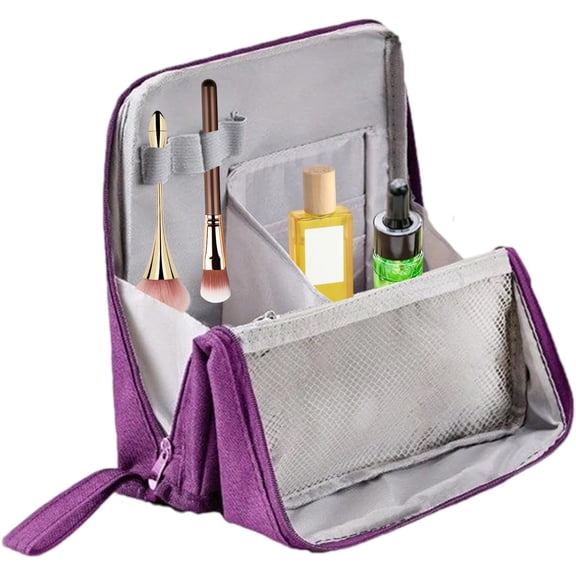 Makeup Travel Bag - Waterproof Portable Vertical Cosmetic Organizer for Women and Men, Travel Container for Shampoo, Conditioner, Hair Spray, and Toiletries, Carry Case for Home