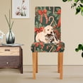 thumbnail image 4 of Yayeee 2 Pack Dining Chair Covers Stretch Parson Chairs Slipcovers Seat Protector, Christmas Holly Bows, 4 of 6