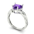 thumbnail image 2 of Clara Pucci 14K White Gold Solid Gold Amethyst Solitaire with Accents Anniversary Ring for Women - 2.1 cttw Heart Cut, 2 of 8