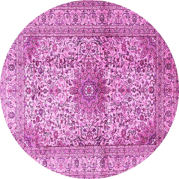 Ahgly Company Indoor Round Medallion Pink Traditional Area Rugs, 8' Round
