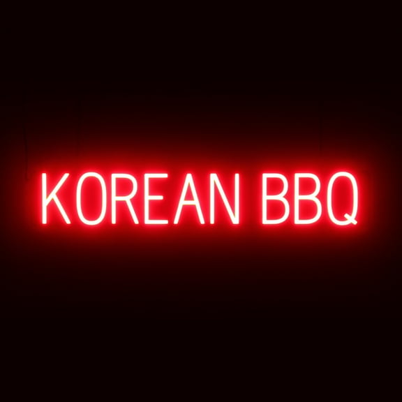 SpellBrite KOREAN BBQ LED Sign for Business. 37.5" x 6.3" Red KOREAN BBQ Sign Has Neon Sign Look With Energy Efficient LED Light Source. Visible from 500 Feet, 8 Animation Settings.