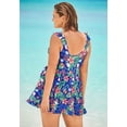 thumbnail image 3 of Swim 365 Women's Plus Size Faux-Wrap Swim Dress, 3 of 6