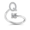 thumbnail image 1 of Anillo creativo de 26 letras con microdiamantes ajustable de Europa y Estados Unidos, anillo de joyería de la A a la Z en inglés, 1 of 6