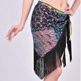 thumbnail image 6 of Xfvqtps Woman Sequin Dance Skirt Tassel Triangular Belt Belly Dancing Waist Towel Waist Chain Hip Towel Performance Skirt Purple, 6 of 7