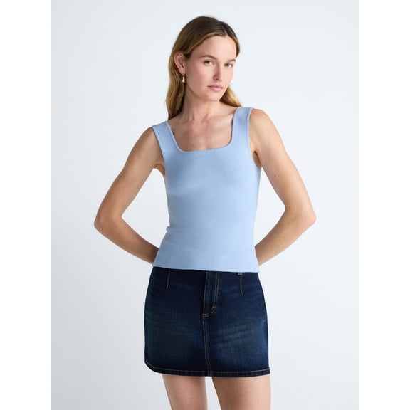 Scoop Women's Square Neck Sweater Tank Top, Sizes XS-XXL