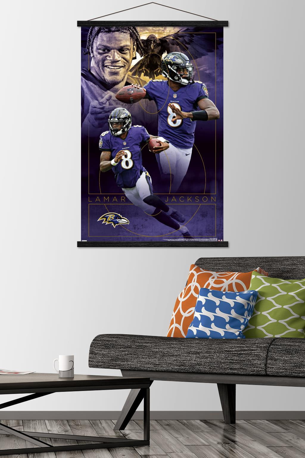 NFL Baltimore Ravens - Lamar Jackson 20 Wall Poster with Magnetic Frame, 22.375" x 34"