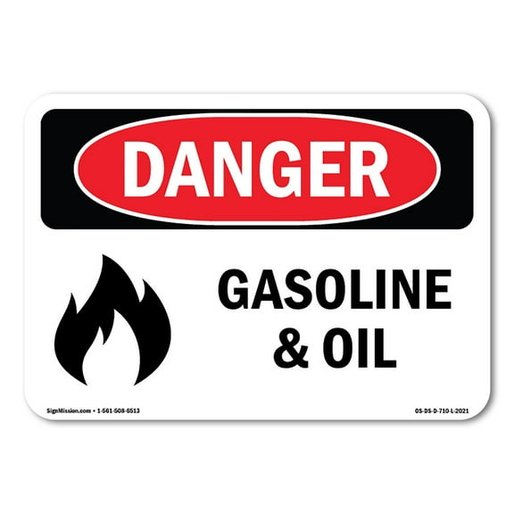OSHA Danger Sign - Gasoline And Oil | Decal | Protect Your Business, Construction Site, Warehouse & Shop Area |  Made in The USA